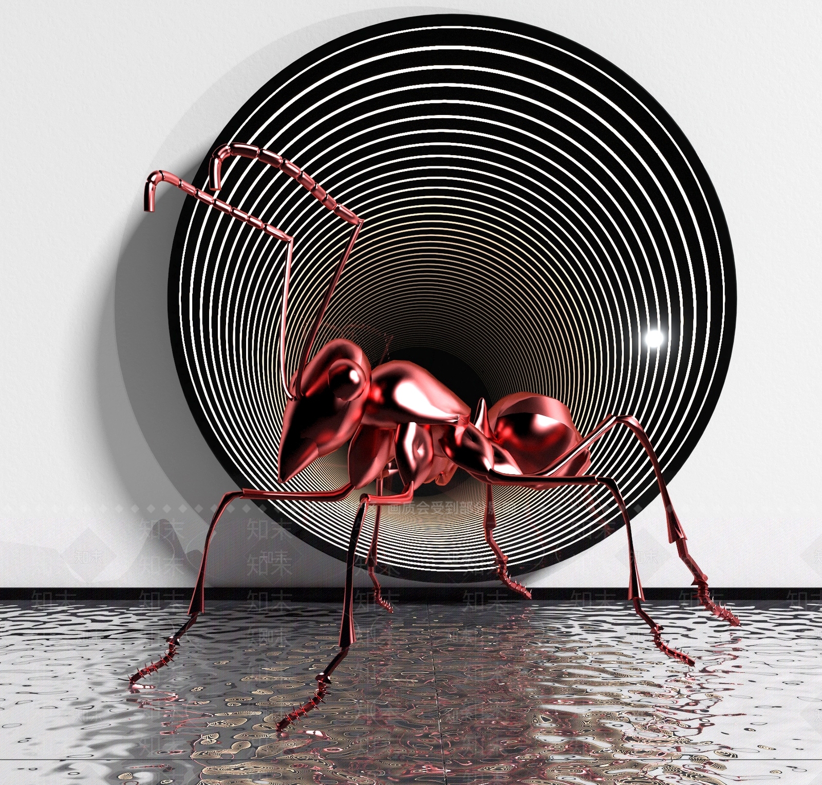 现代蚂蚁雕塑3D模型下载【ID:386736858】