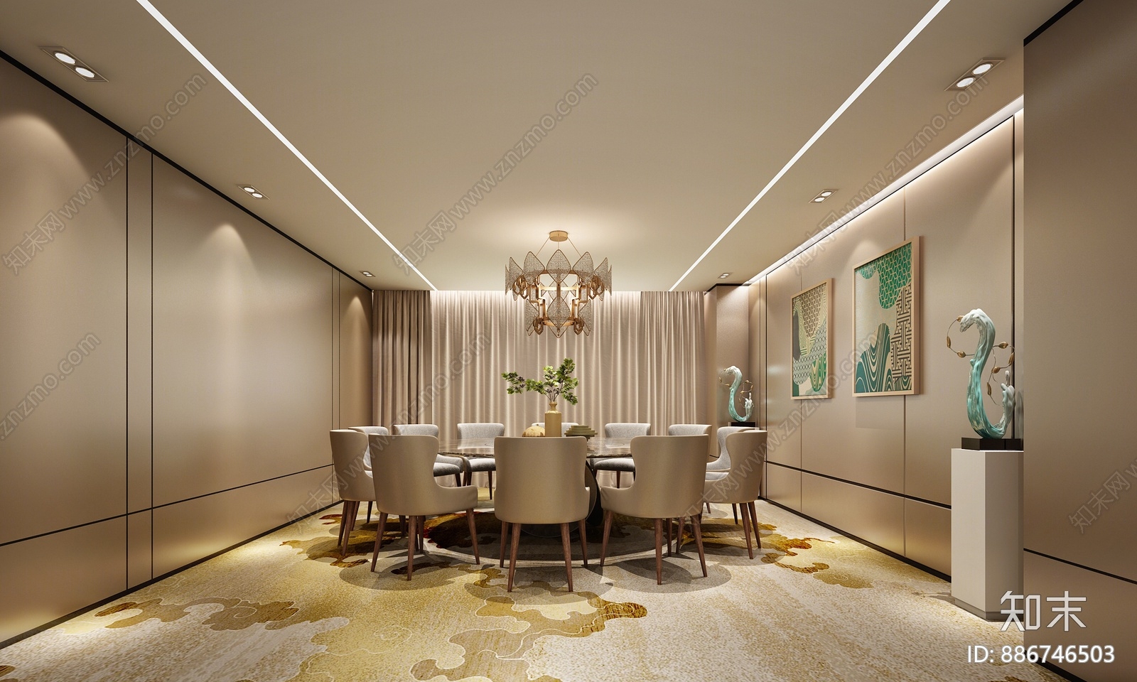 现代酒店包厢3d模型下载【id:886746503】