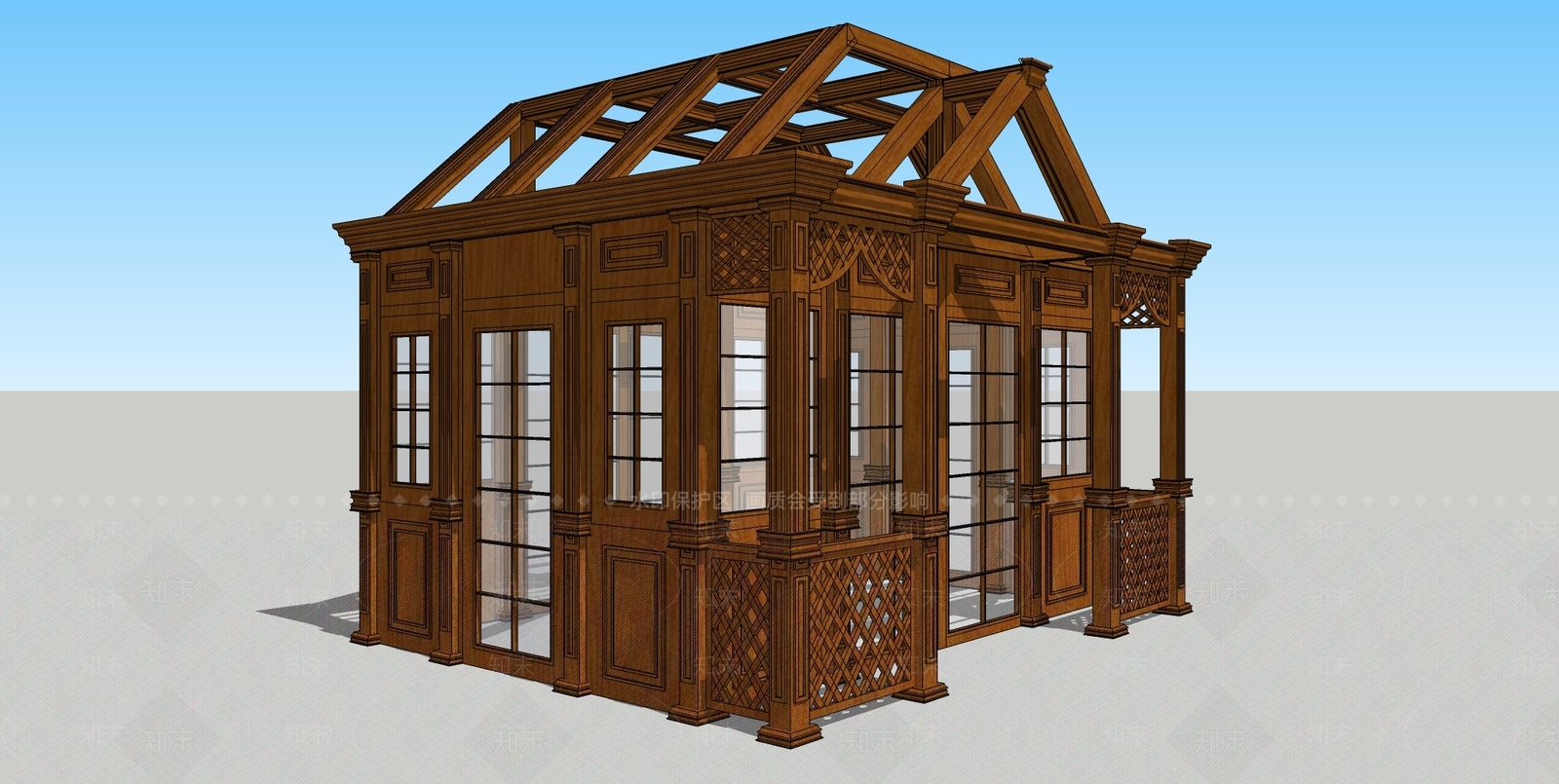 古典风格亭子SU模型下载【ID:886866450】