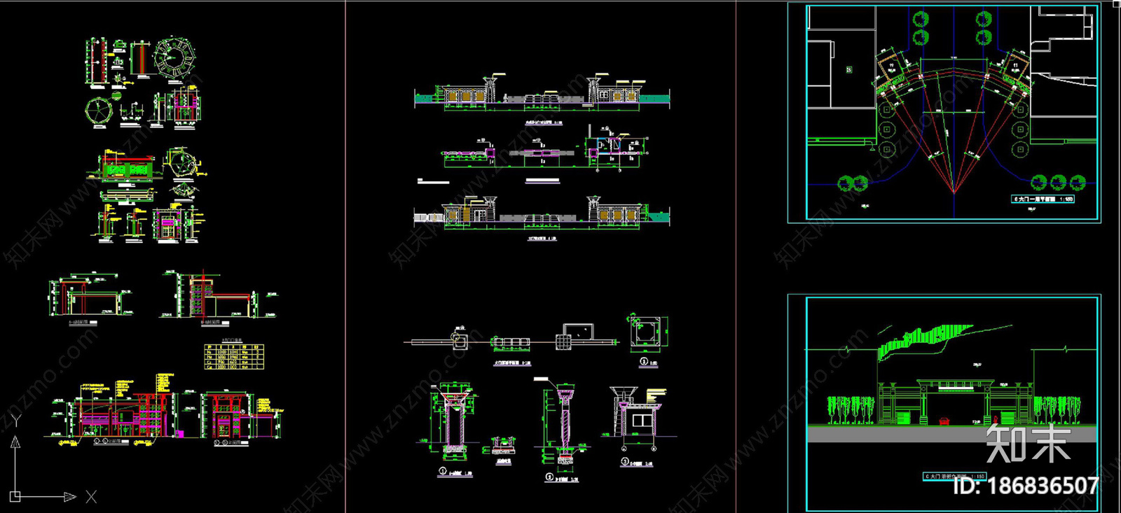 景观门小品施工图下载【ID:186836507】