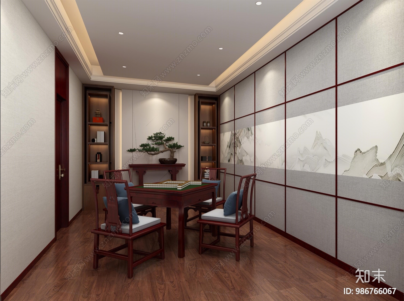 新中式棋牌室3d模型下载