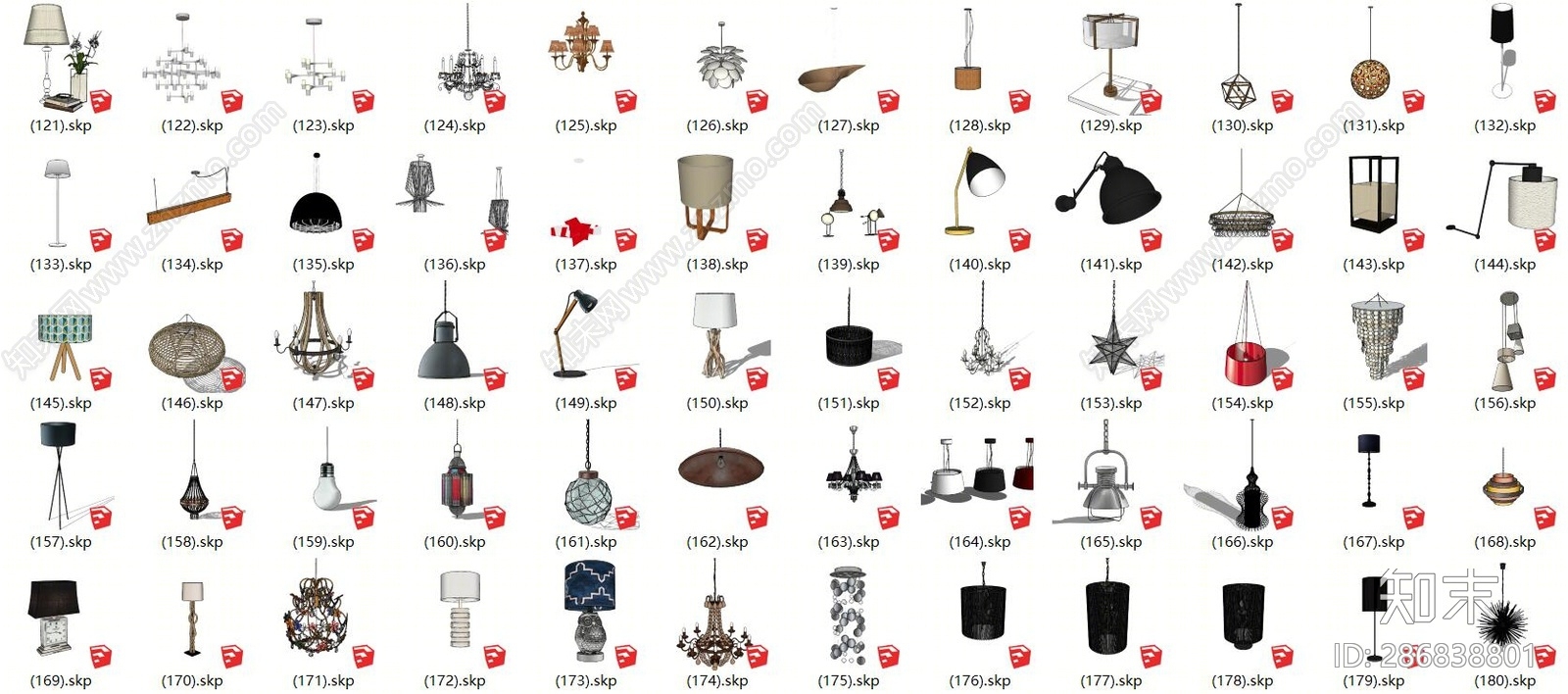 现代灯具组合SU模型下载【ID:286838801】