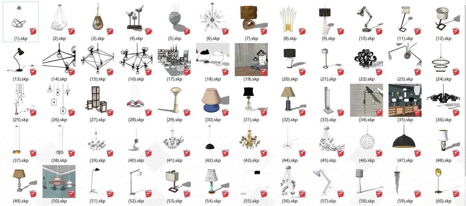 现代灯具组合SU模型下载【ID:986838857】