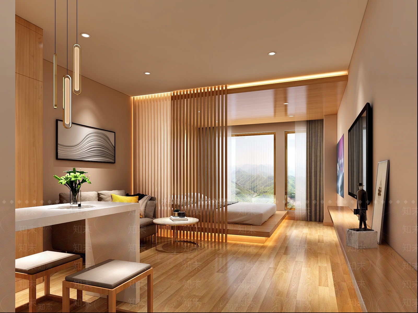 日式单身公寓3D模型下载【ID:986780778】