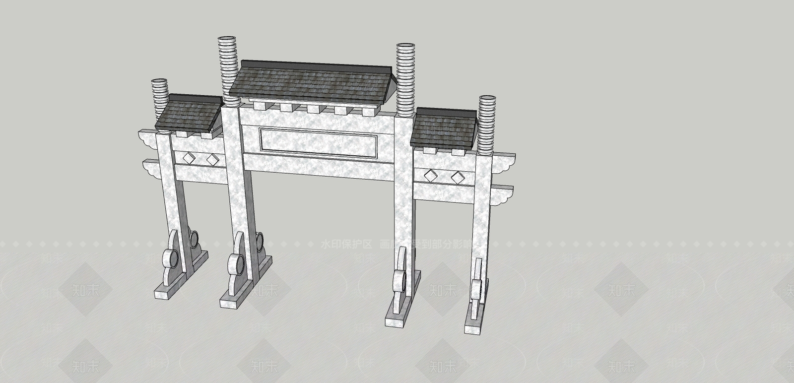 中式牌坊牌楼SU模型下载【ID:486953530】