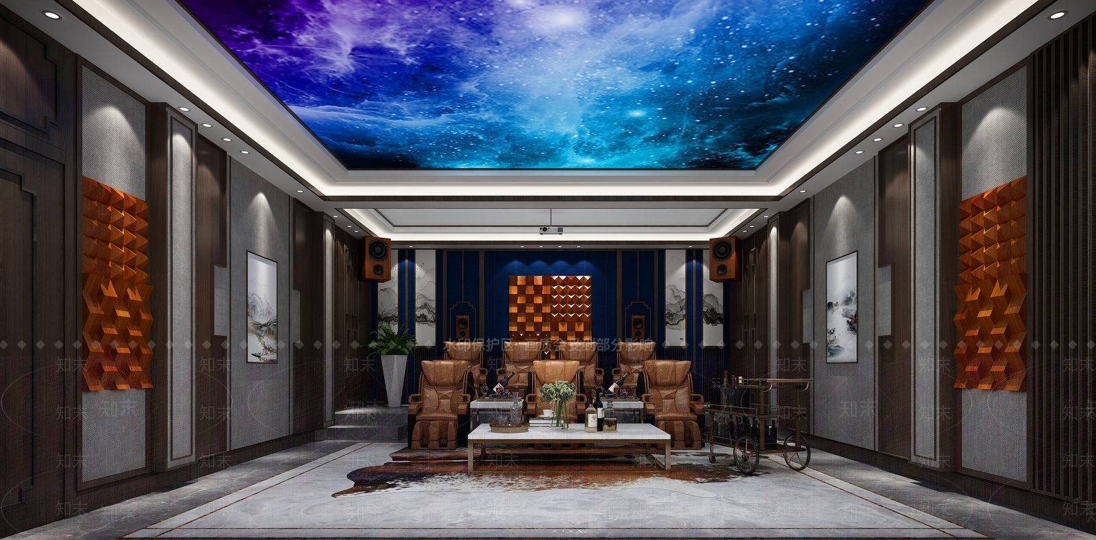 新中式私人影院3D模型下载【ID:1105667401】