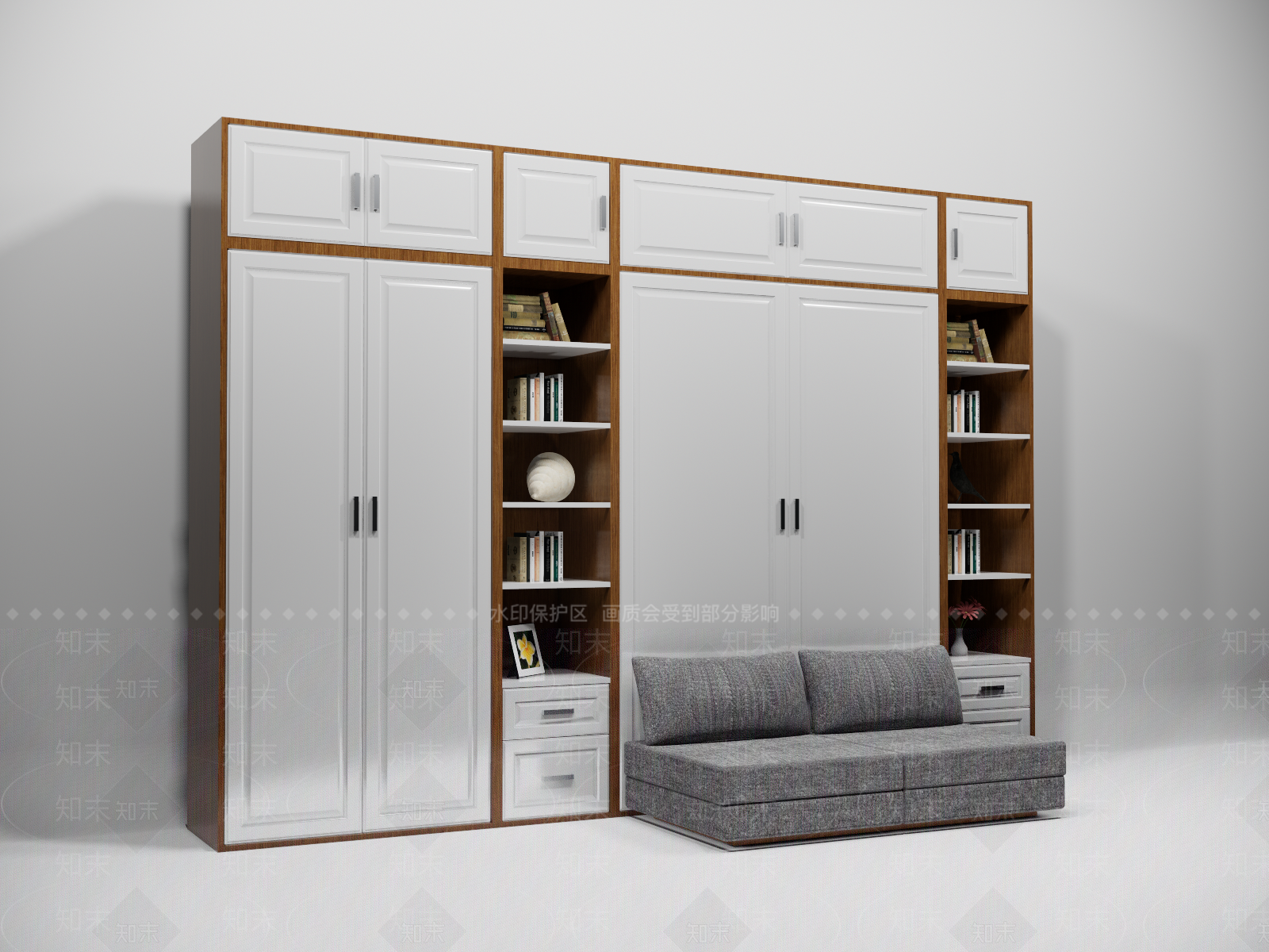 现代床具组合SU模型下载【ID:786795837】