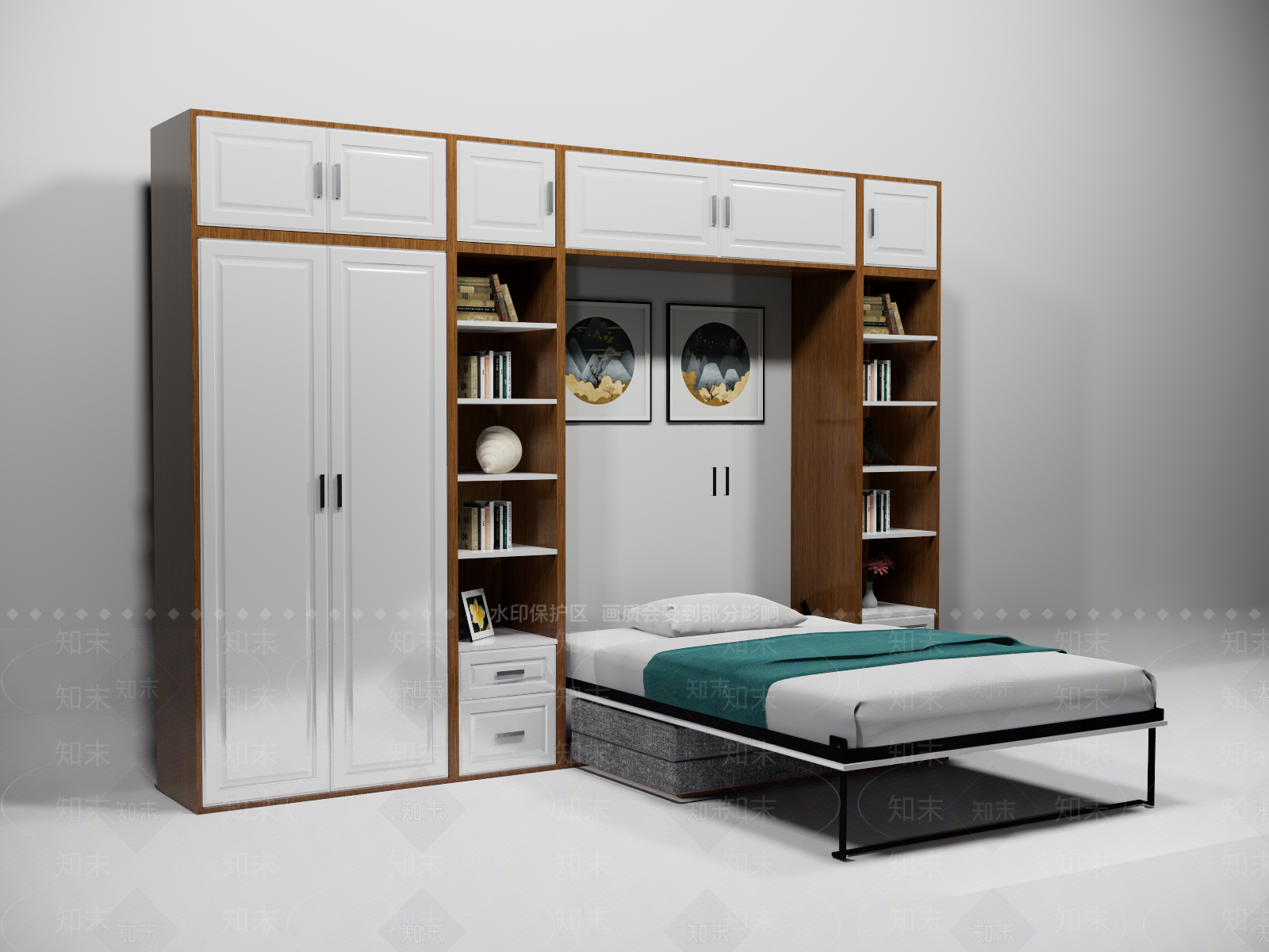 现代床具组合SU模型下载【ID:786795837】