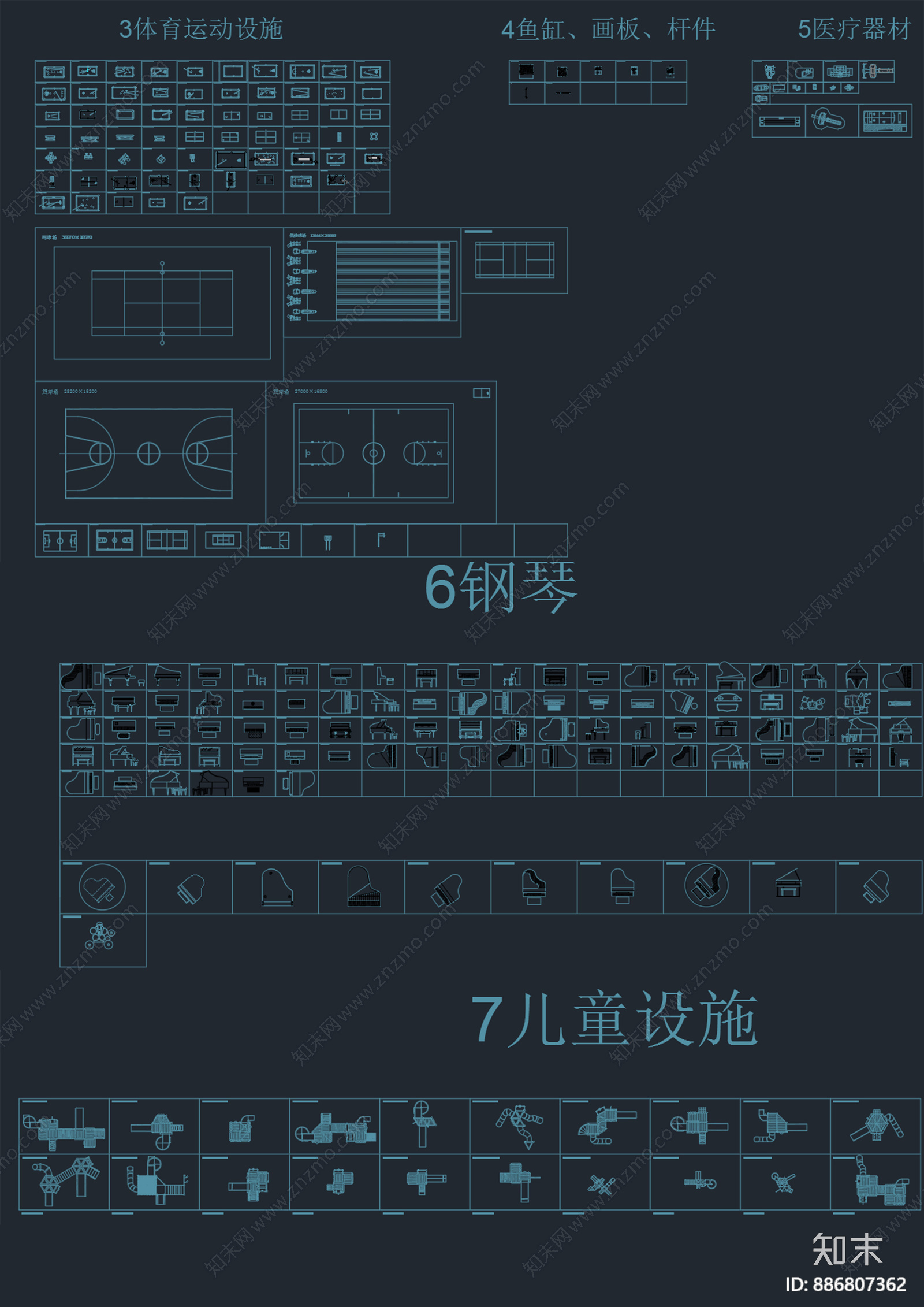 钢琴cad施工图下载【ID:886807362】