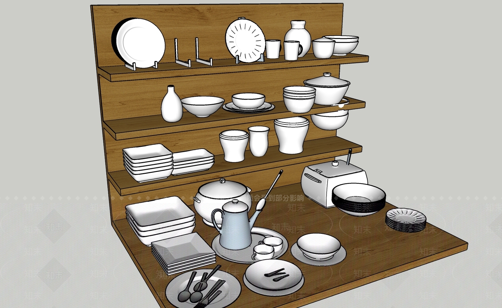 现代餐具SU模型下载【ID:786809186】