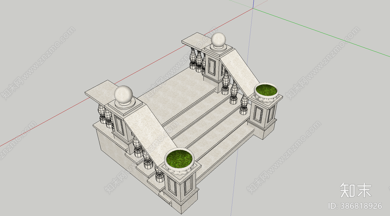 欧式楼梯SU模型下载【ID:386818926】