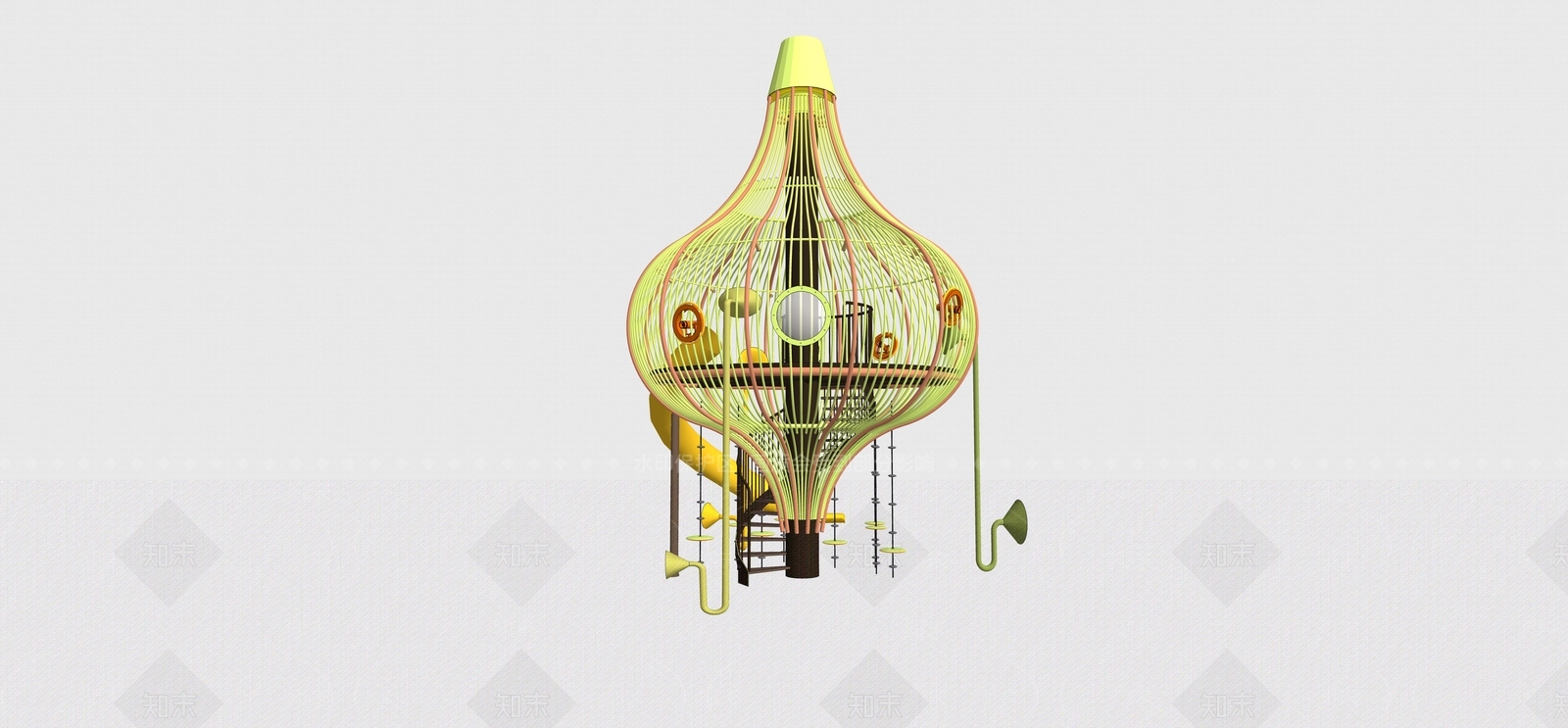 现代儿童滑滑梯SU模型下载【ID:186837045】