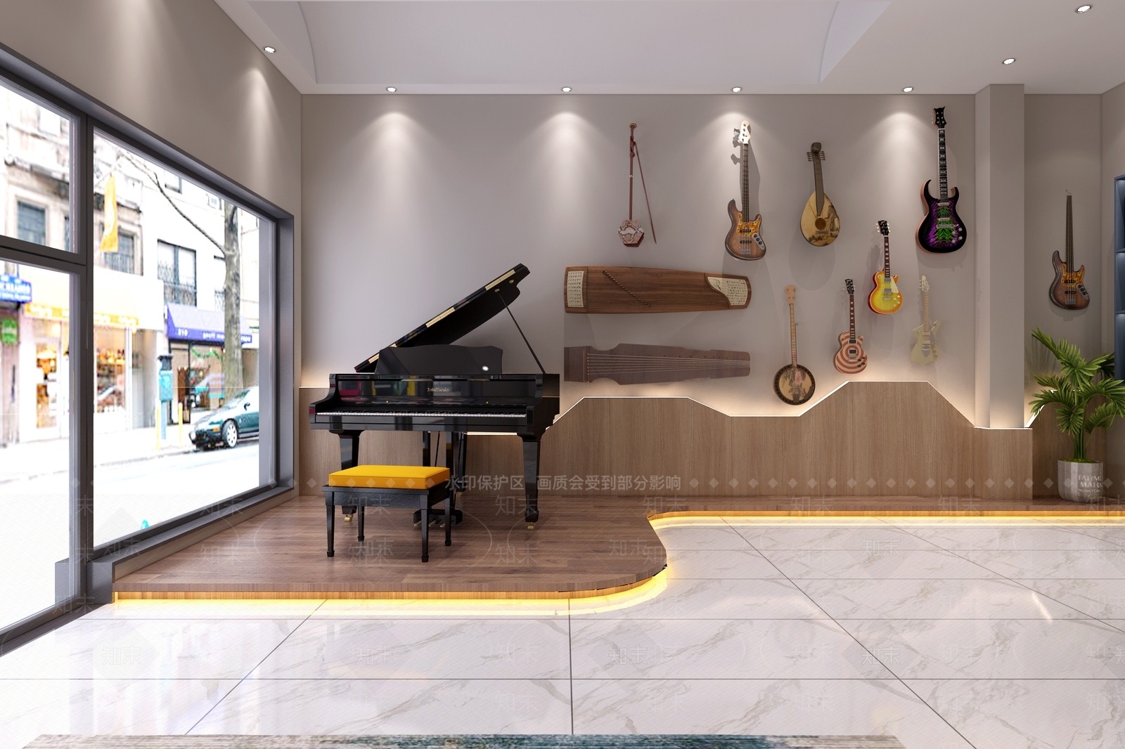 现代琴行3D模型下载【ID:386867449】