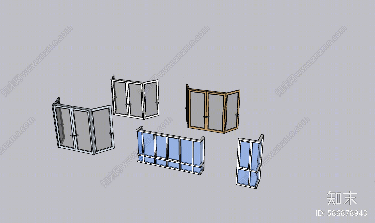 现代推拉窗SU模型下载【ID:586878943】
