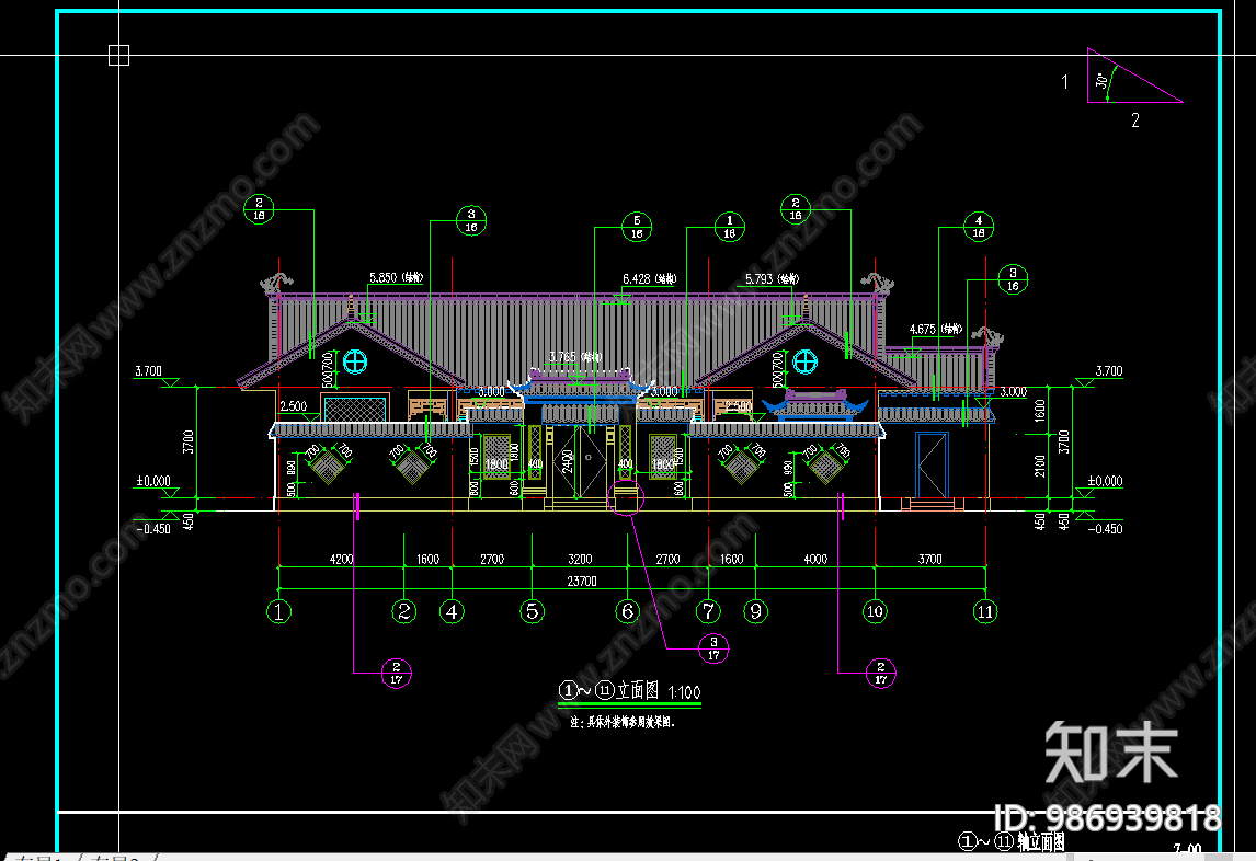 中式四合院cad施工图下载【ID:986939818】