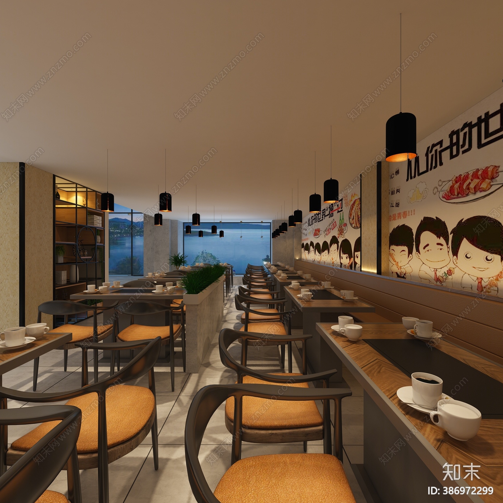 工业风火锅店3D模型下载【ID:386972299】