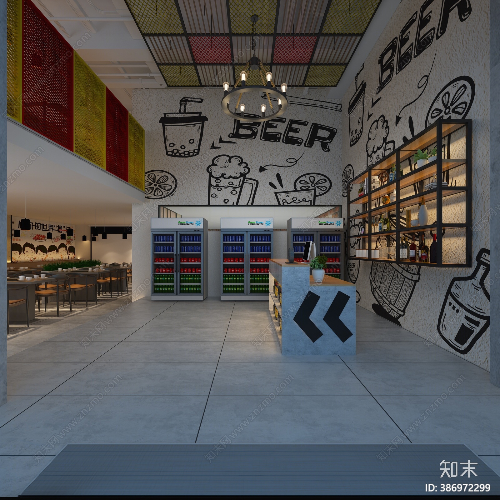 工业风火锅店3D模型下载【ID:386972299】