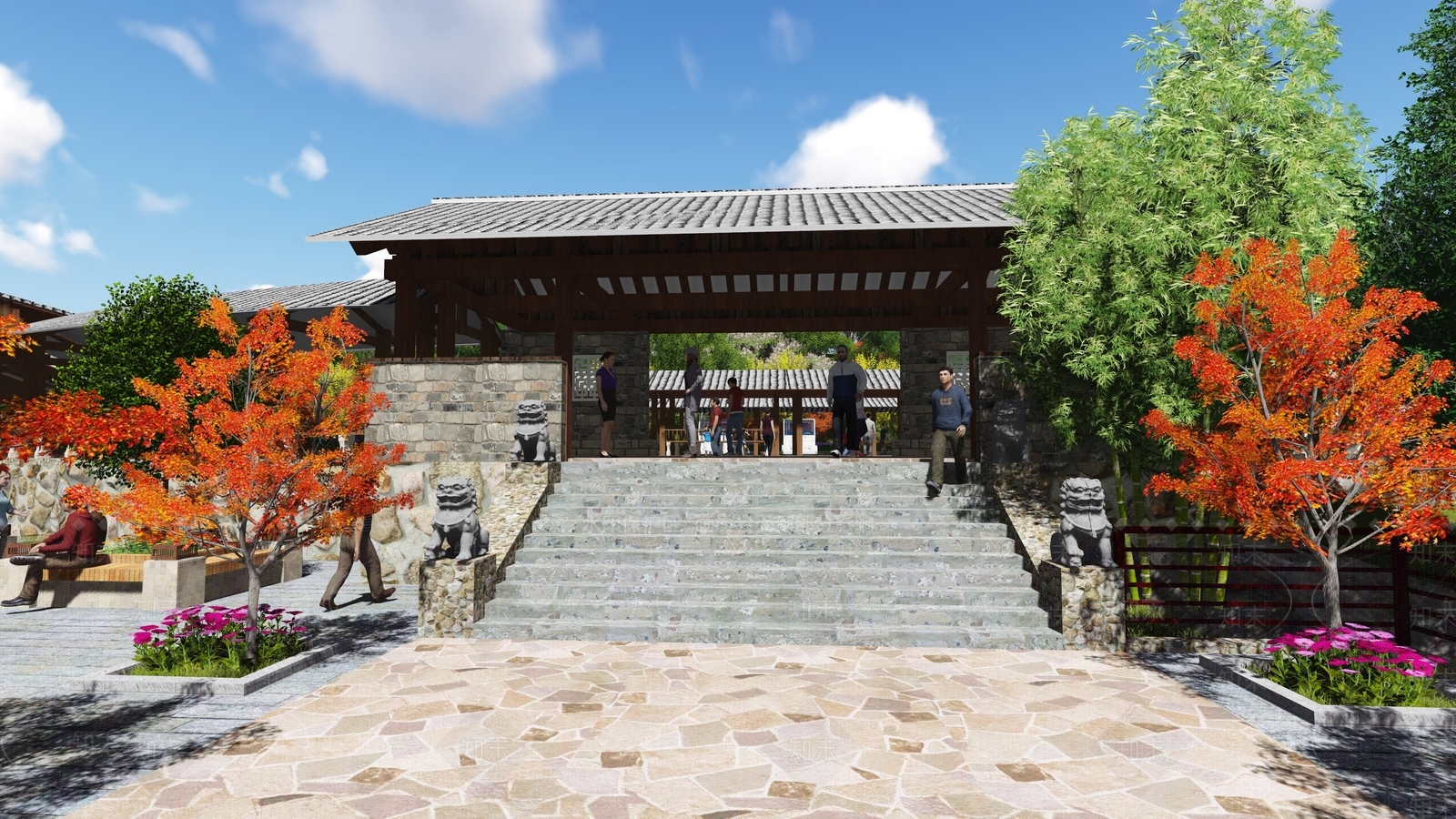 中式游客中心SU模型下载【ID:386976473】