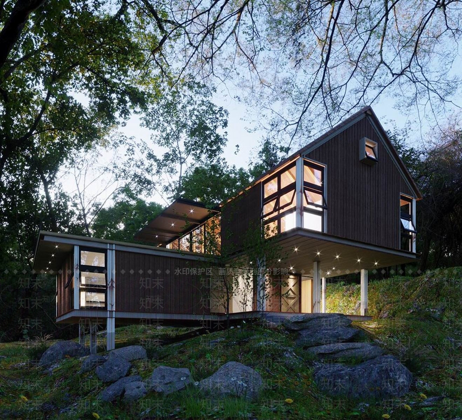 现代风格独栋别墅3D模型下载【ID:986977868】