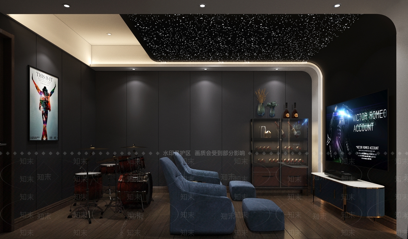 现代家居影音室3D模型下载【ID:887005916】
