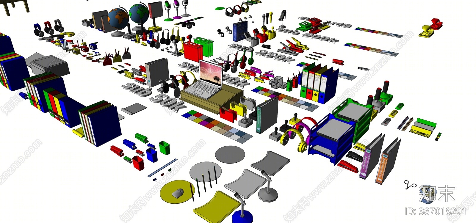 现代办公用品SU模型下载【ID:387018291】