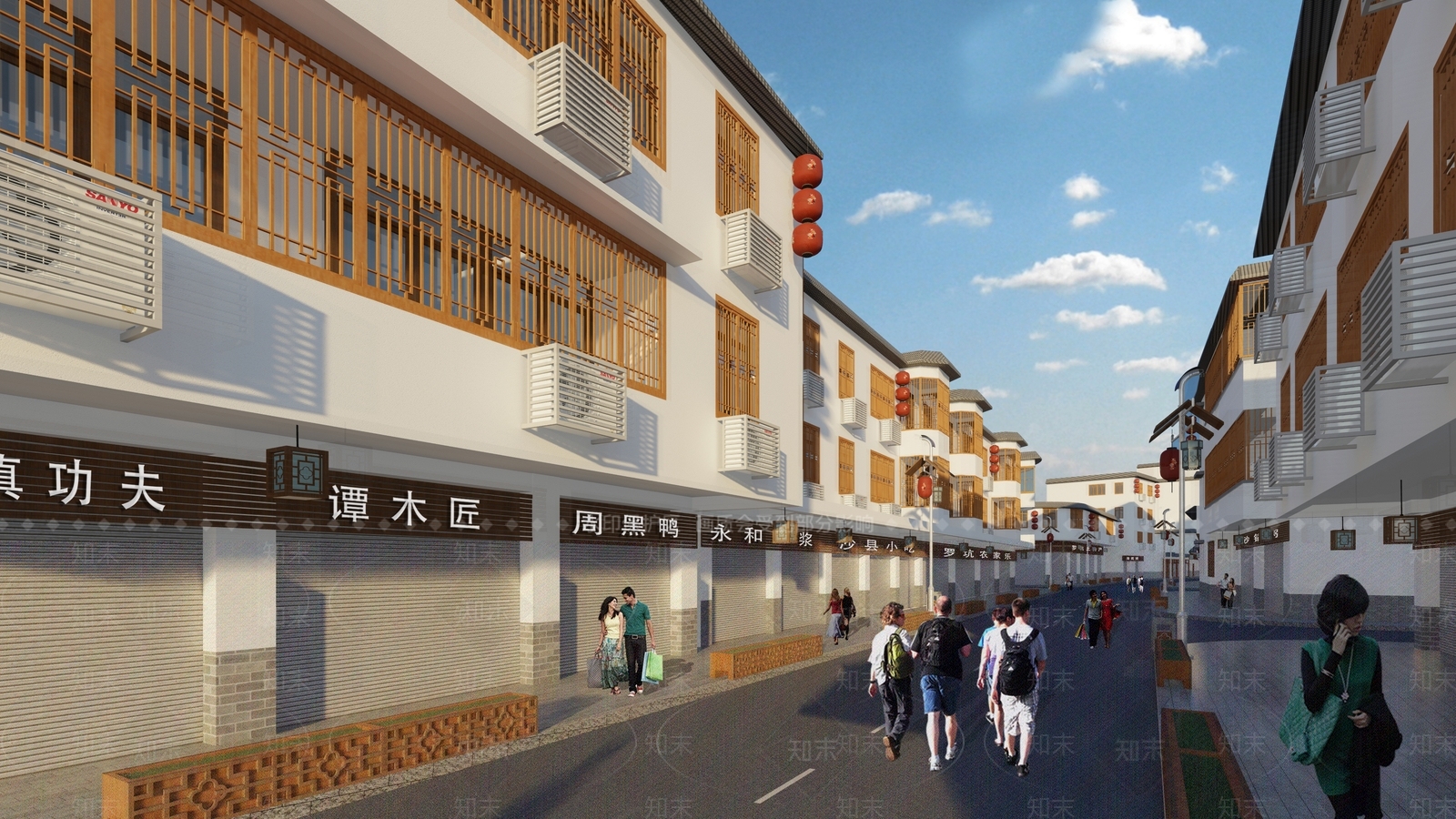 新中式商业街改造SU模型下载【ID:387040911】