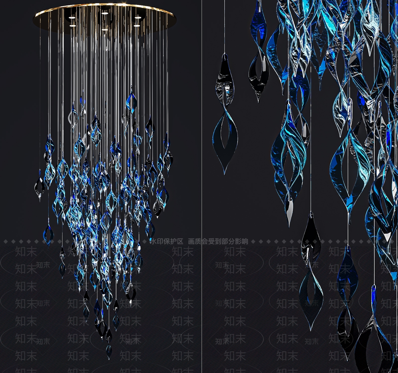 现代水晶吊灯3D模型下载【ID:587046891】_知末3d模型网