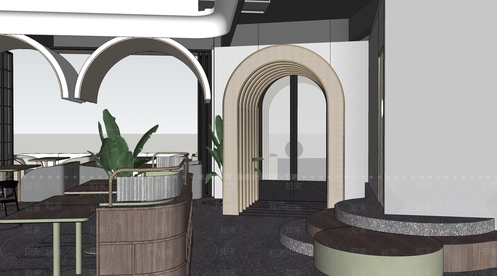 现代餐厅SU模型下载【ID:987050086】