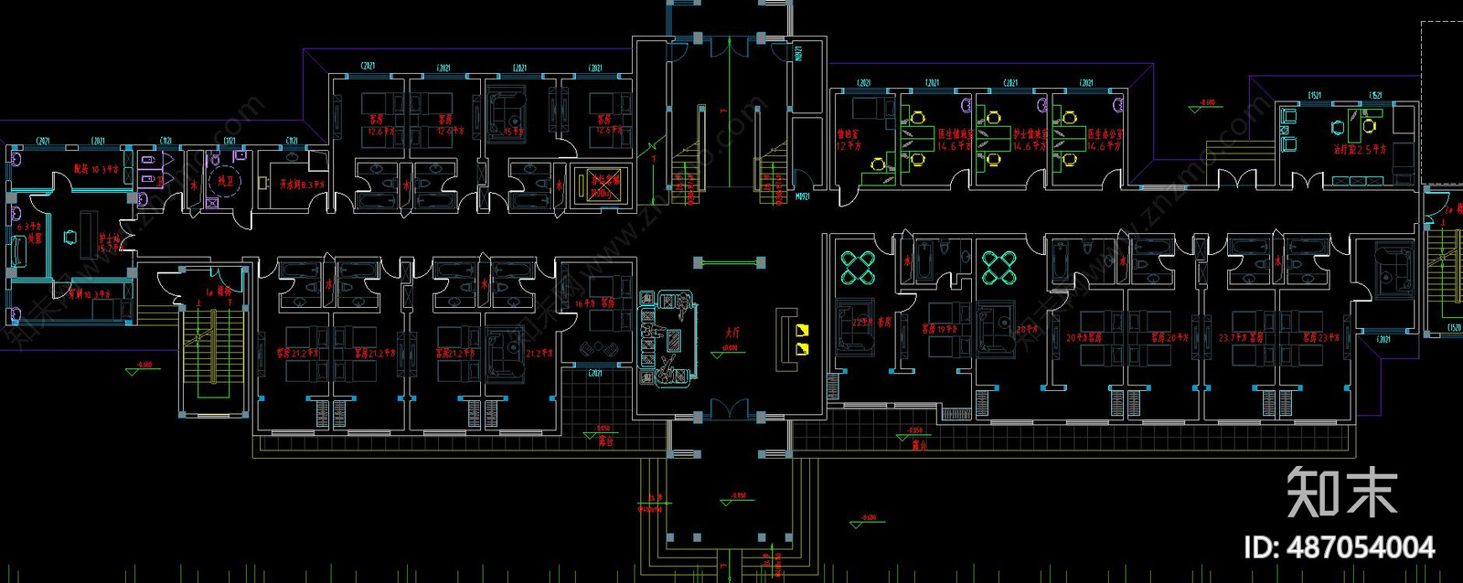 医院室内cad施工图下载【ID:487054004】