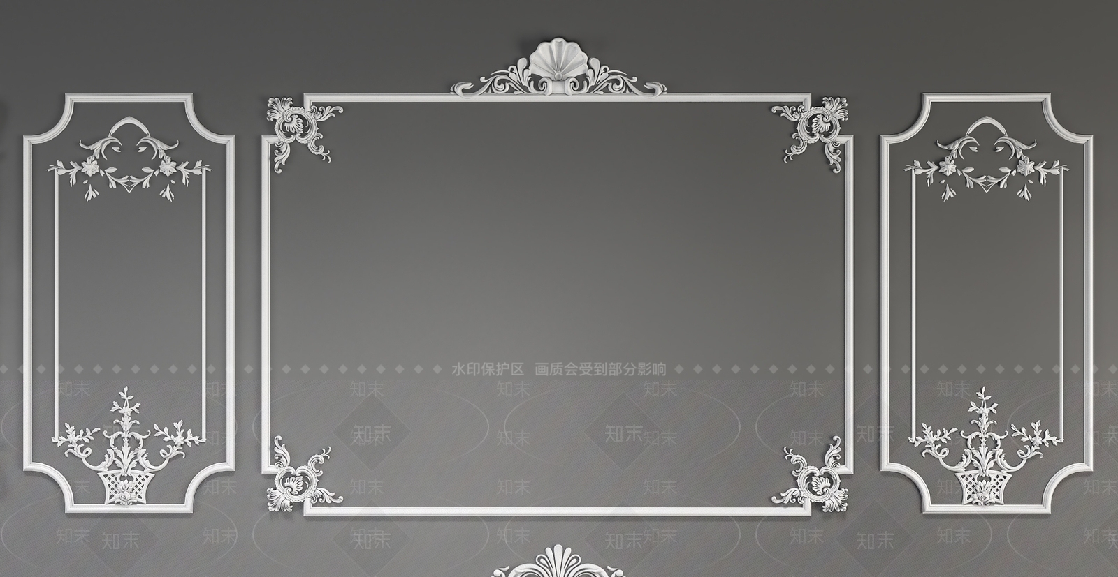 简欧背景墙装饰线条3D模型下载【ID:887074685】