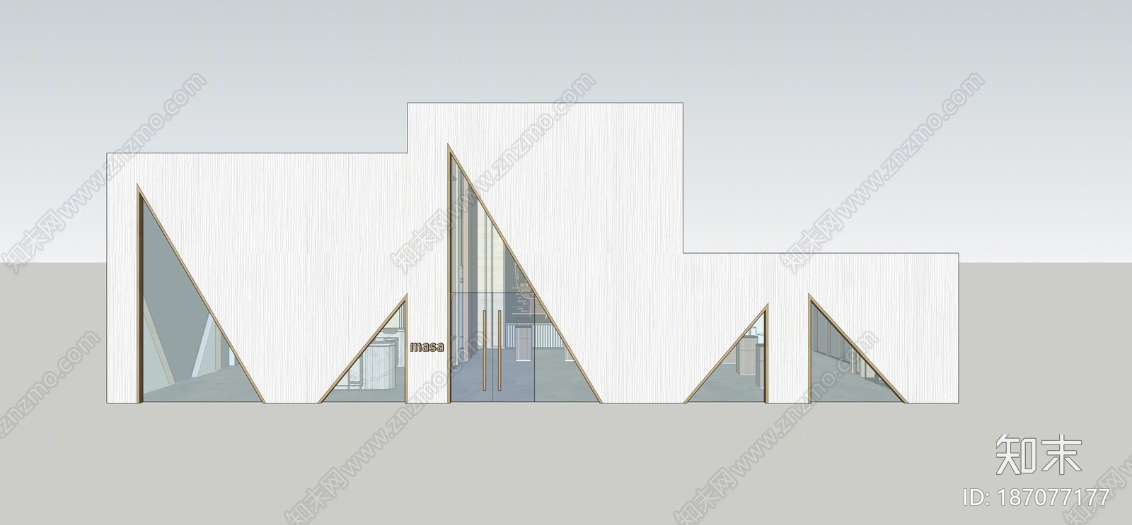 【SU悬赏模型】现代风格餐饮空间建筑SU模型下载【ID:187077177】