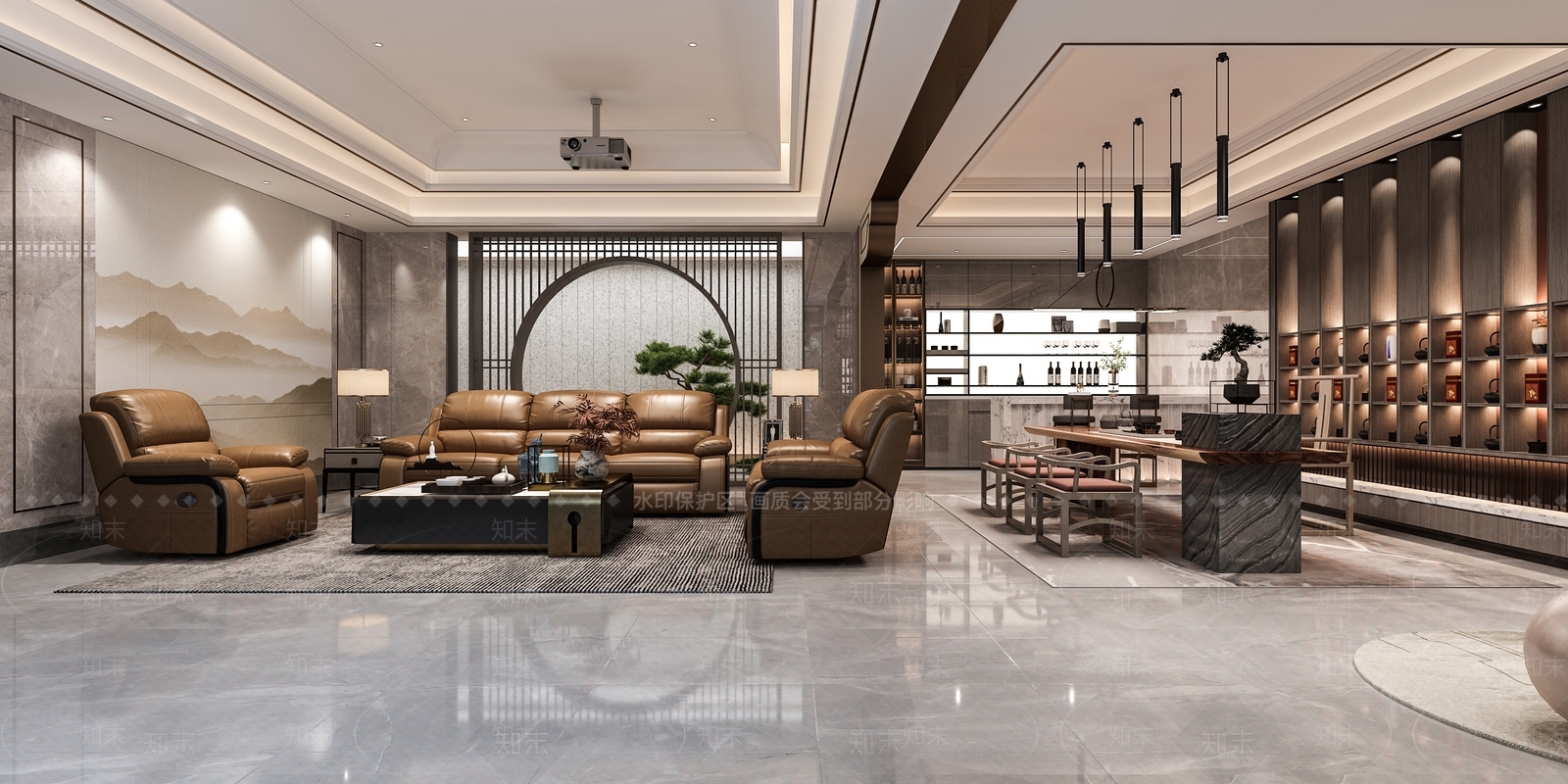 新中式家居影音室3D模型下载【ID:887087959】