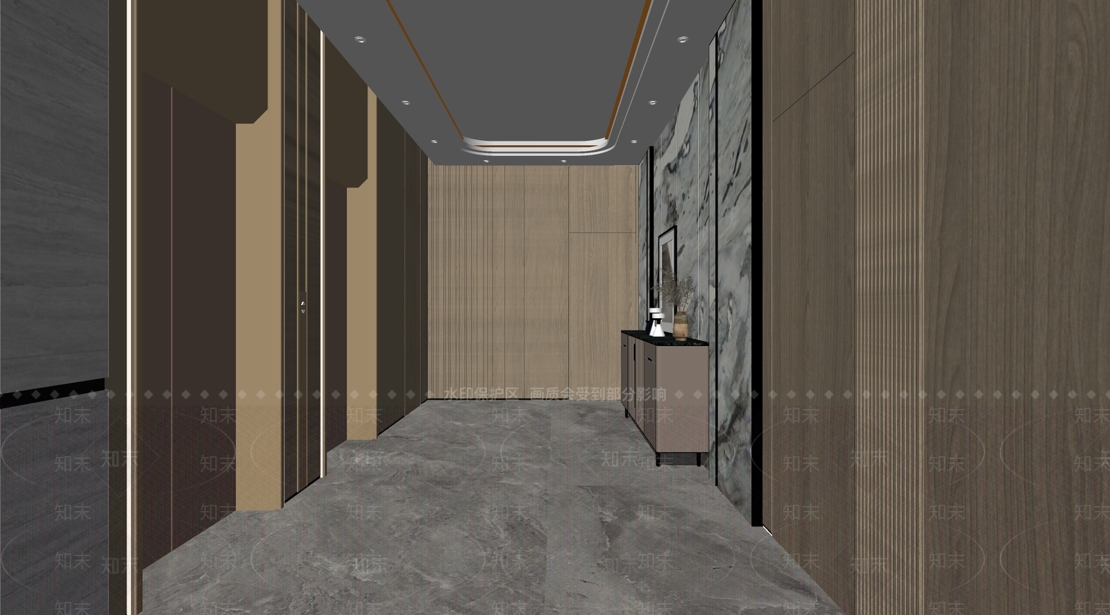 现代酒店玄关过道SU模型下载【ID:987118488】