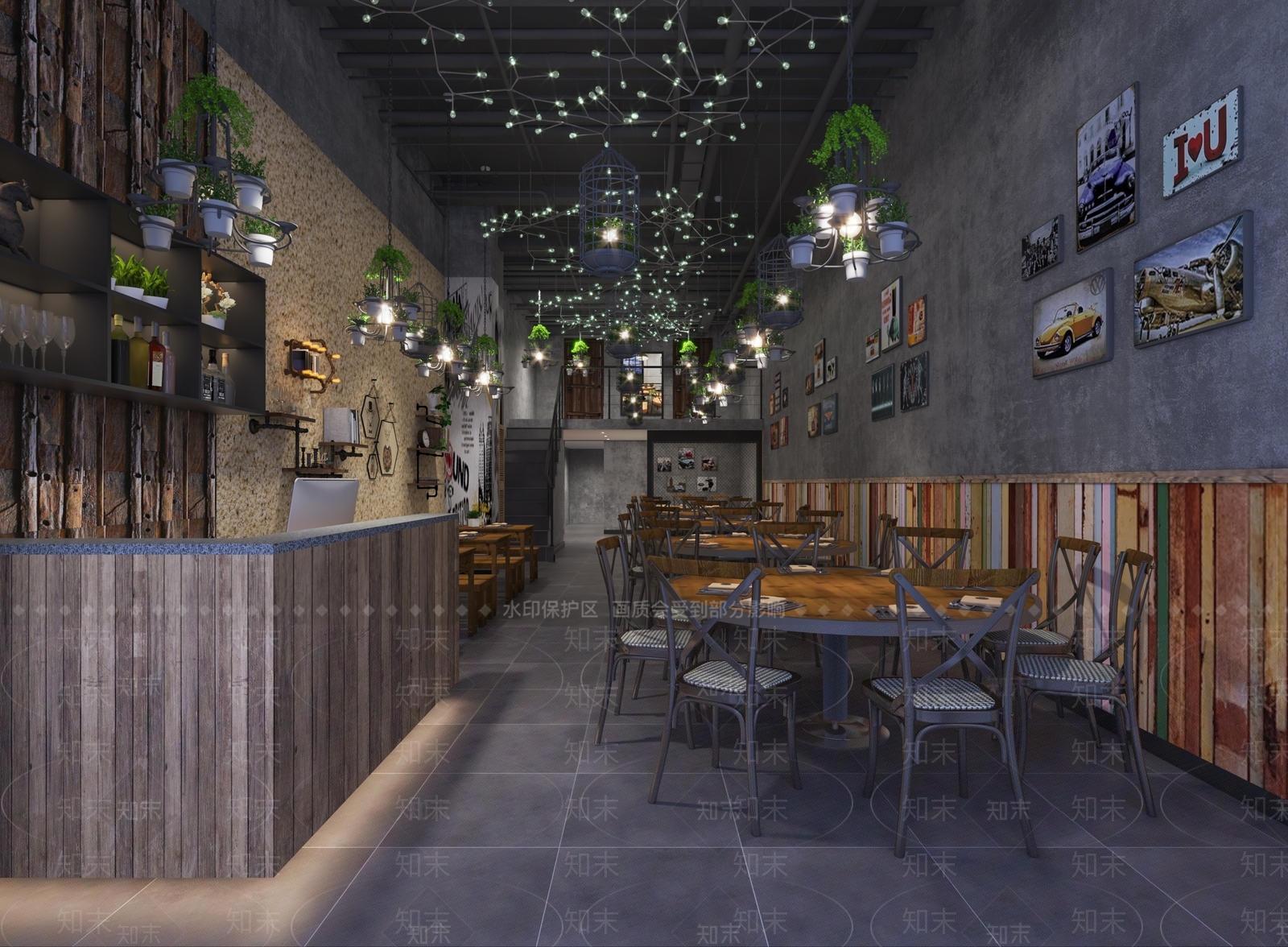 工业风西餐厅3D模型下载【ID:287133683】