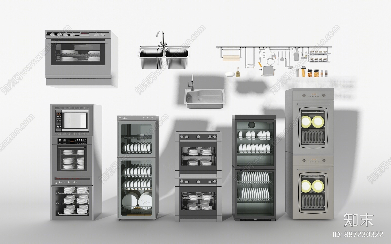 现代厨房用品组合3d模型下载