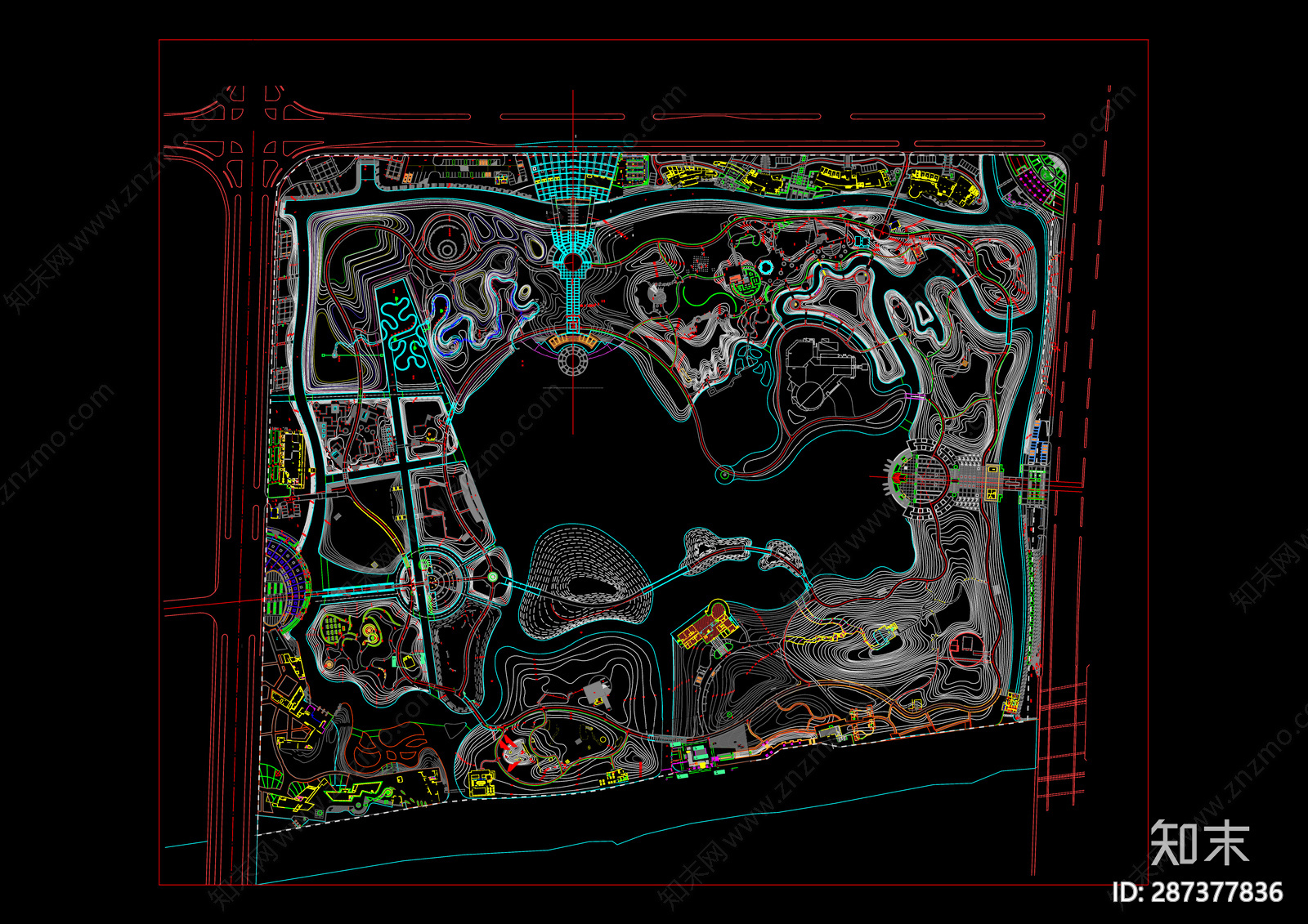 新中式公园景观cad施工图下载【ID:287377836】