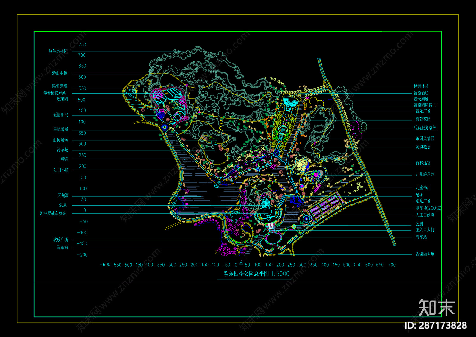 后现代公园cad施工图下载【ID:287173828】