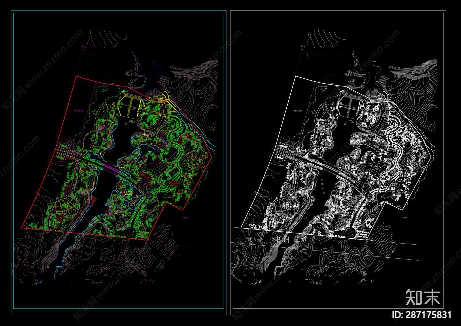 后现代公园景观规划cad施工图下载【ID:287175831】