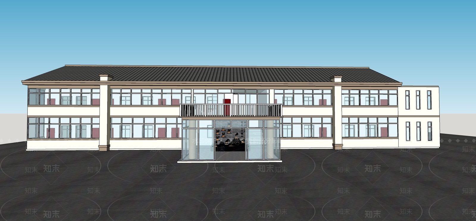 现代教学楼外观SU模型下载【ID:887197704】
