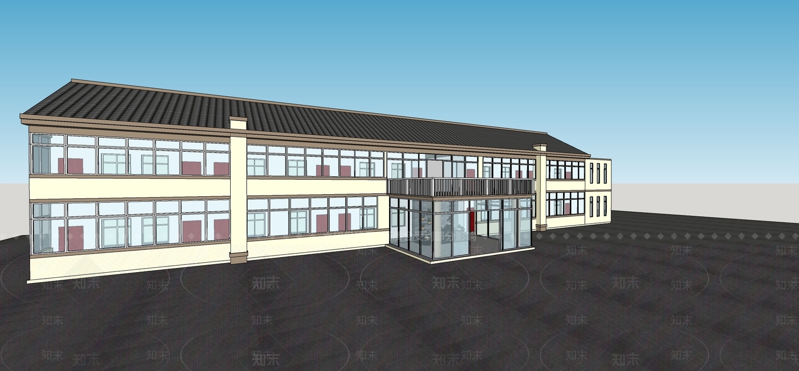 现代教学楼外观SU模型下载【ID:887197704】