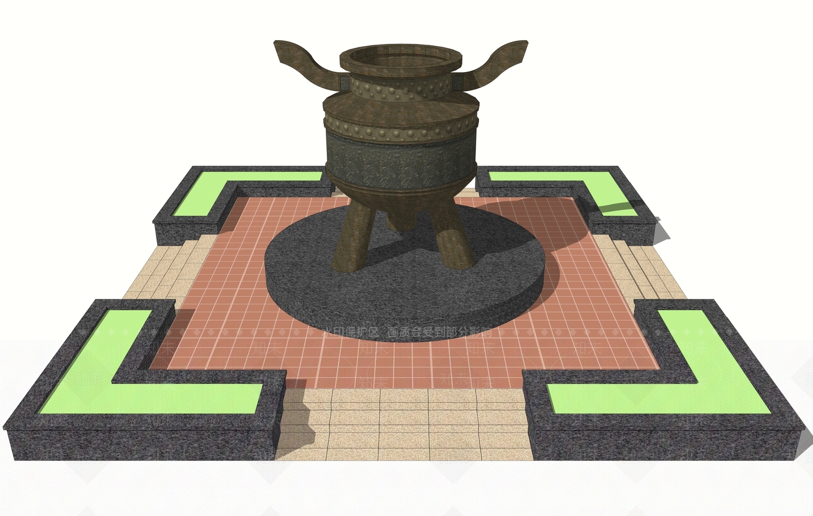 新中式古鼎SU模型下载【ID:387195367】