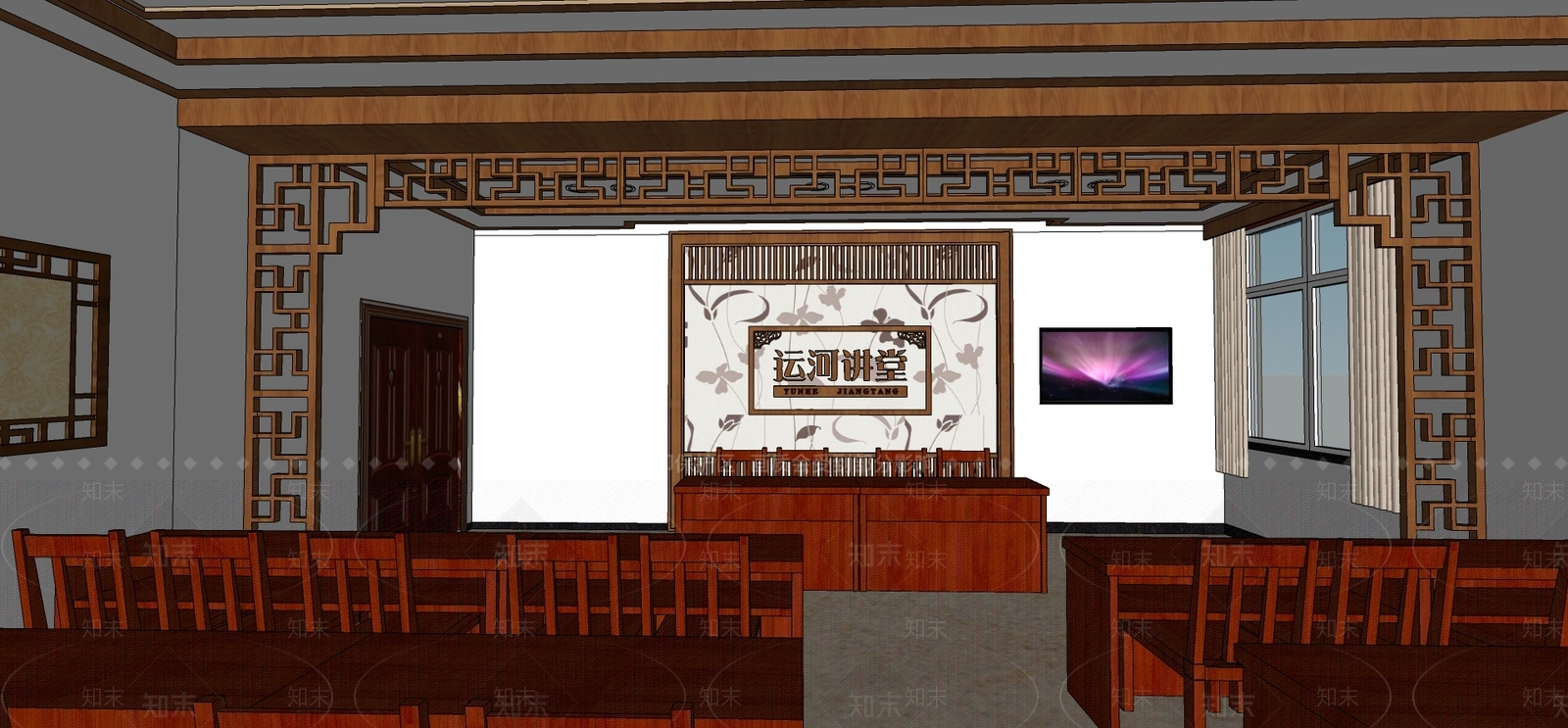 新中式活动中心SU模型下载【ID:887201074】