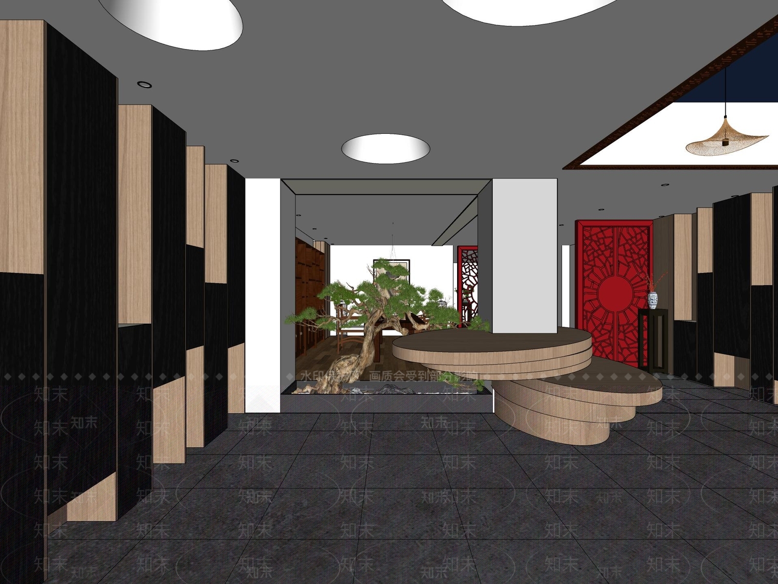 新中式茶室SU模型下载【ID:987211303】