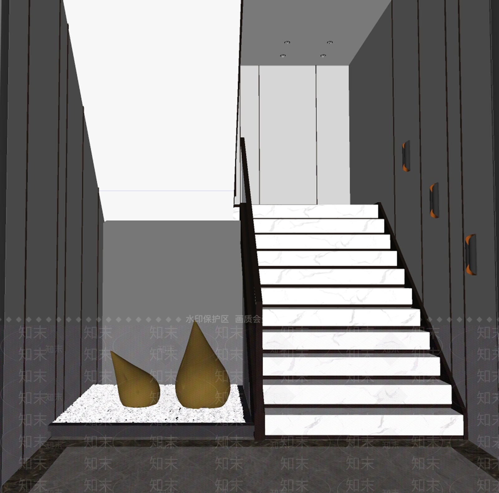 现代楼梯间SU模型下载【ID:387267993】