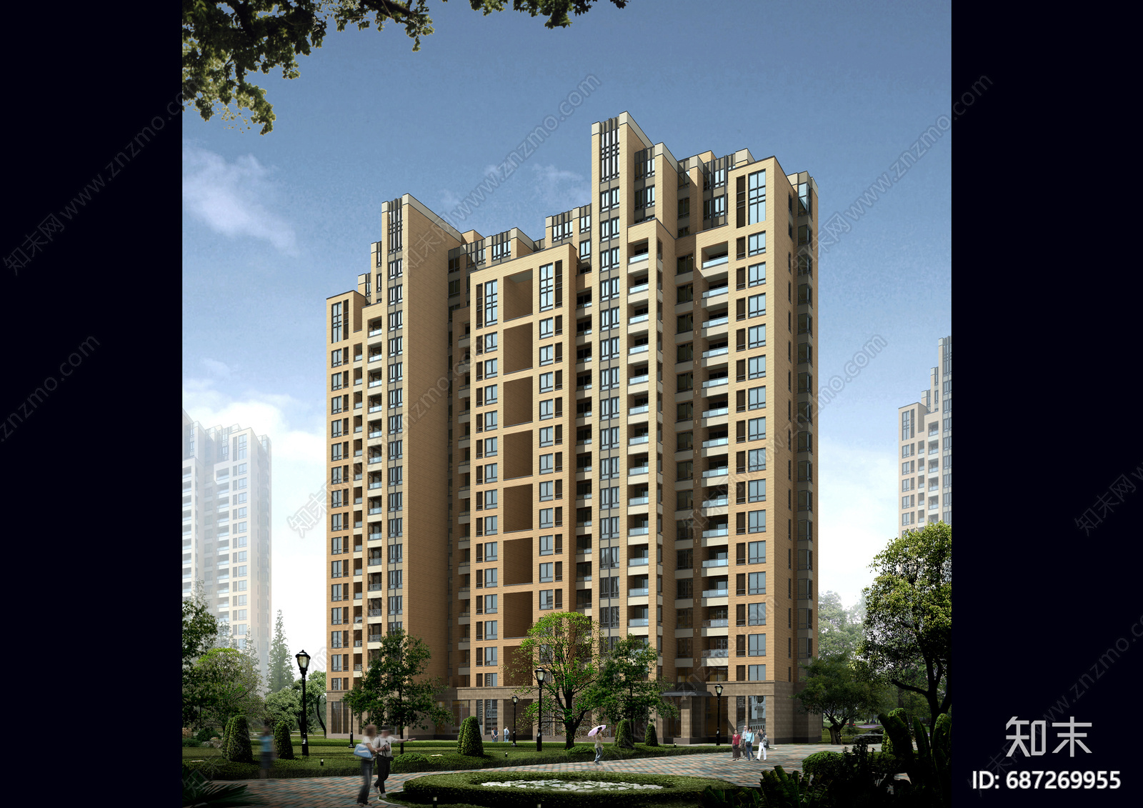 现代住宅区建筑cad施工图下载【ID:687269955】