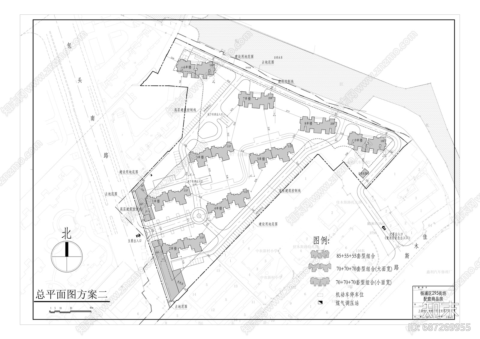 现代住宅区建筑cad施工图下载【ID:687269955】
