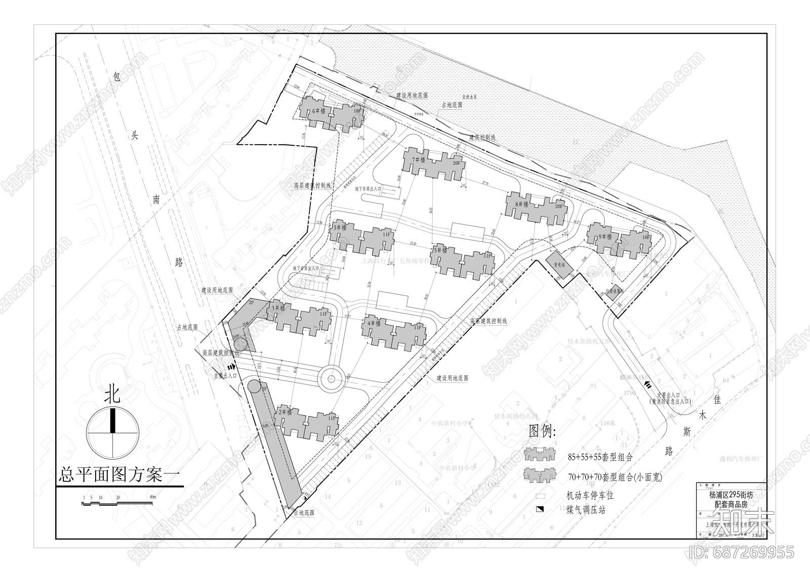 现代住宅区建筑cad施工图下载【ID:687269955】