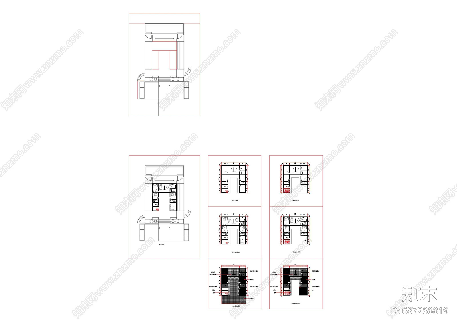 中式四合院民宿建筑cad施工图下载【ID:687288819】