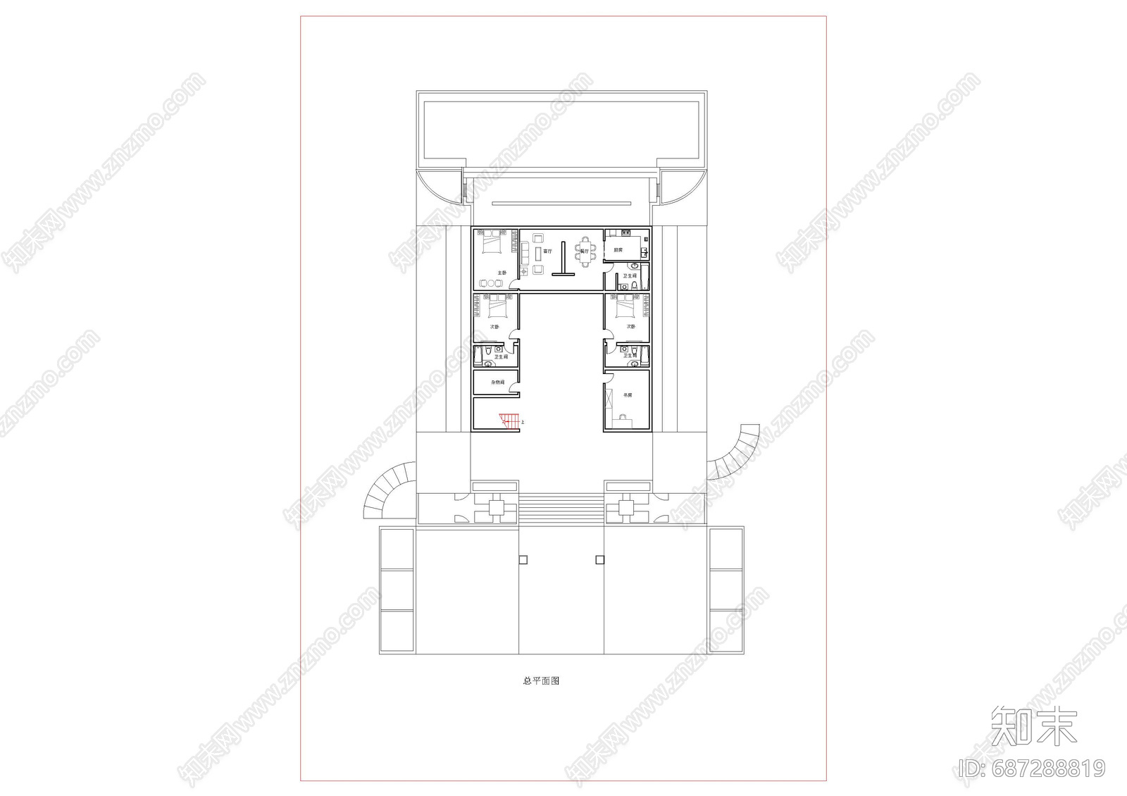 中式四合院民宿建筑cad施工图下载【ID:687288819】