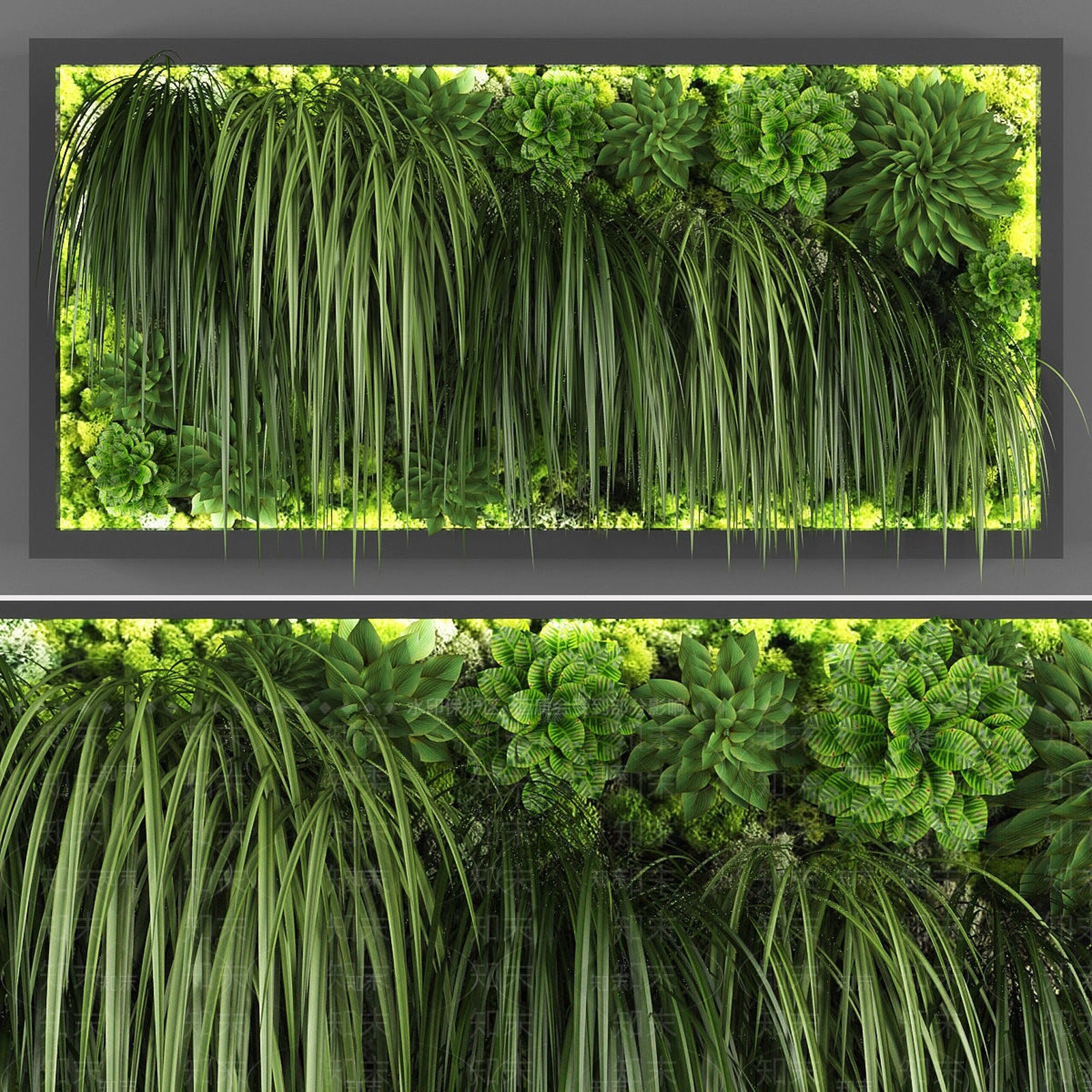 现代绿植墙3D模型下载【ID:487313217】
